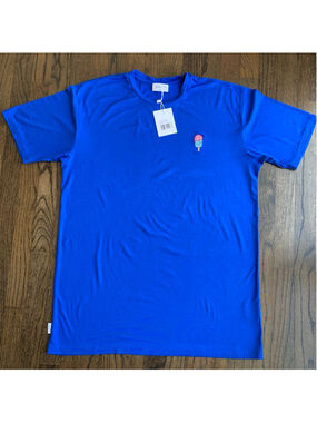 Eubi Shirt Men Blue T-Shirt Bamboo Modal Embroidered Popcicle Casual Tee NWT M